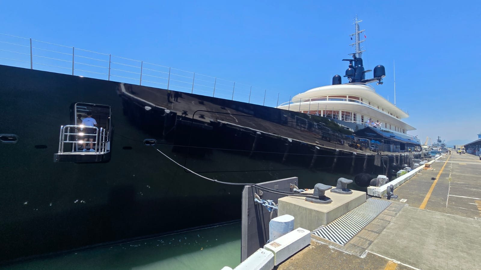 Superyacht alongside the wharf in Cairns