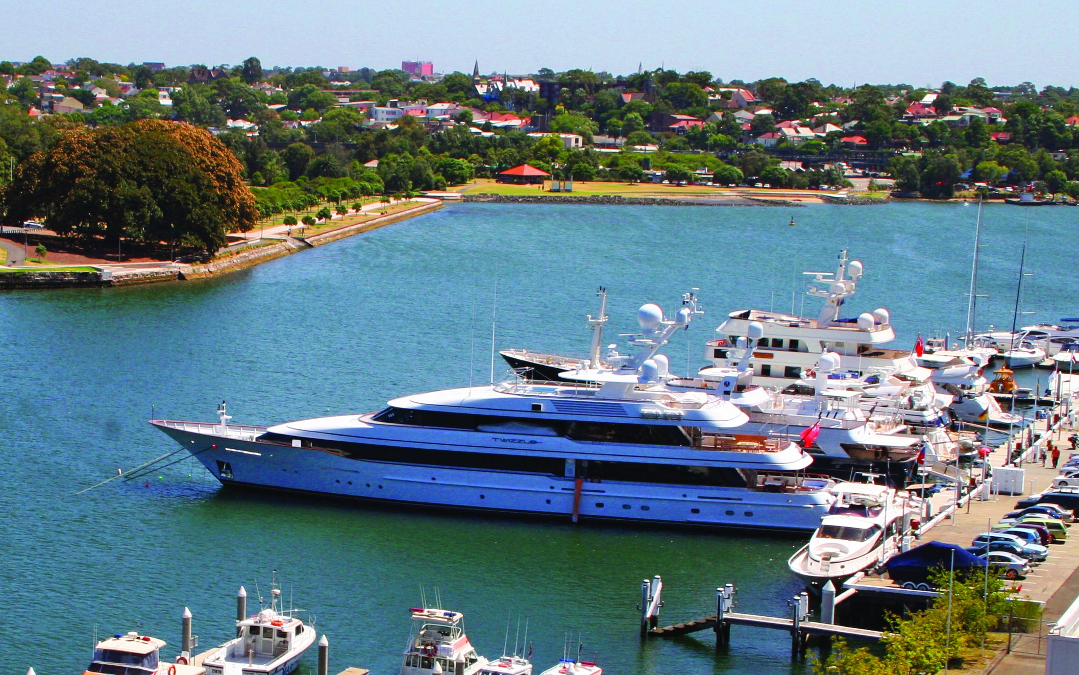 Superyachts at Rozelle Bay Superyacht Marina, Sydney, January 2008
