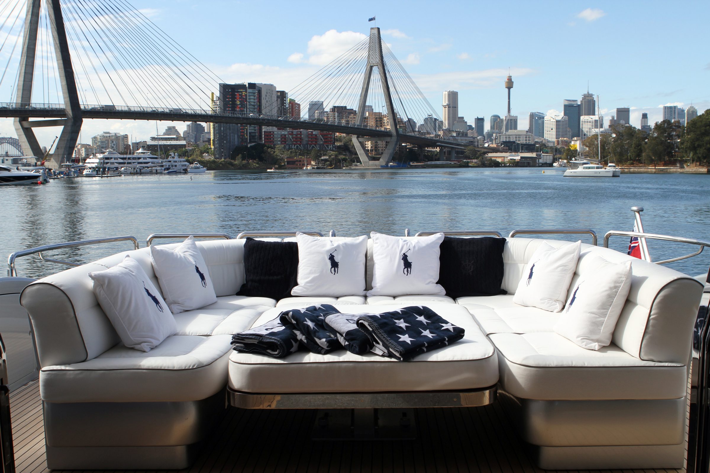 Deck lounge aboard a superyacht